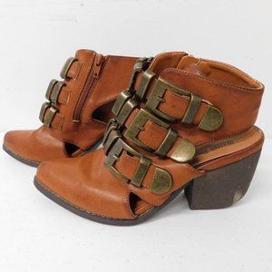Boho Western Buckled Ankle Boots by Sacred Heart Size 6